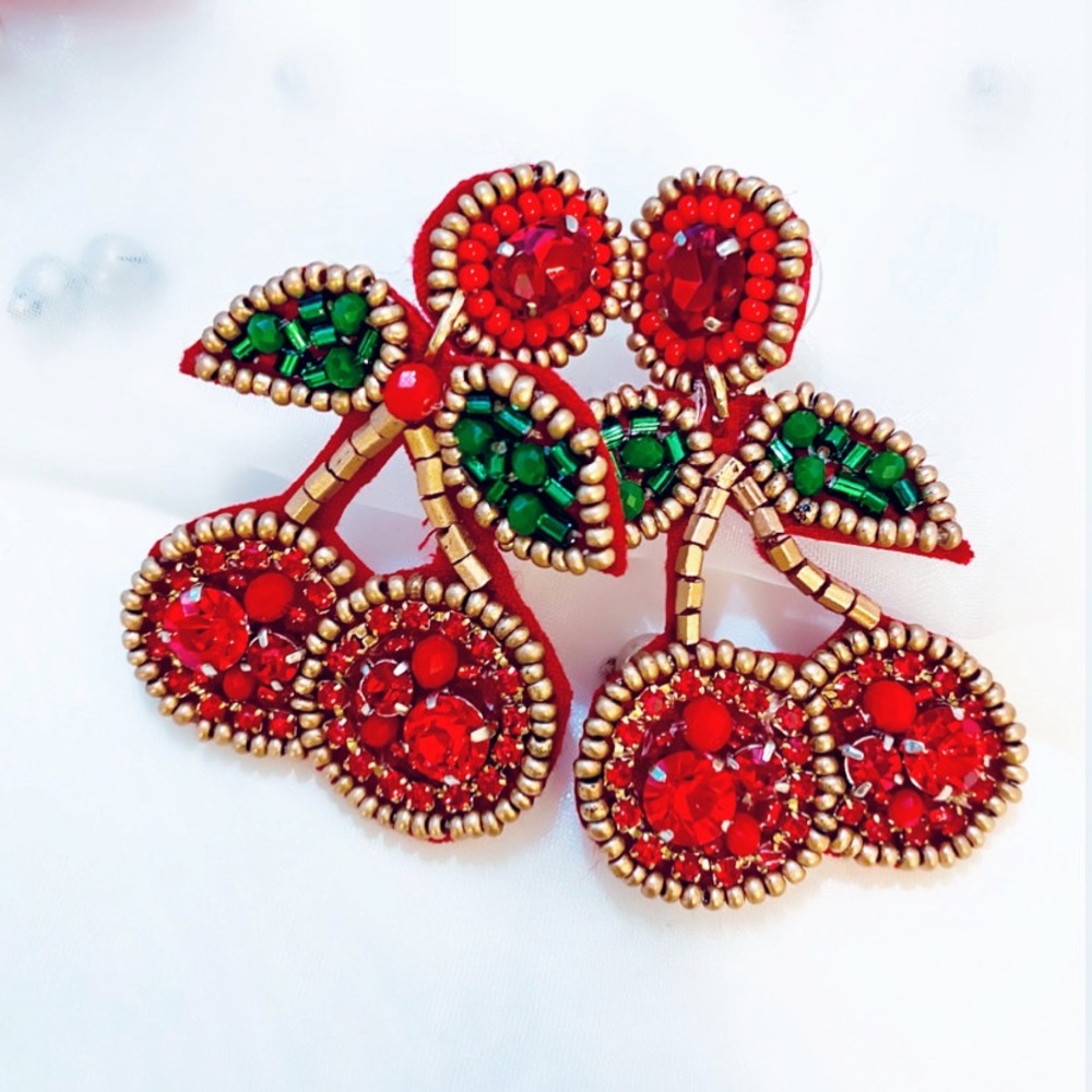 Cherry beaded earrings